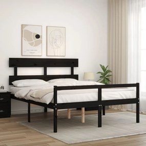 Letto per Anziani con Testiera Nero King Legno Massello