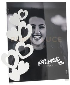 Portafoto di design "cuori" grande bianco