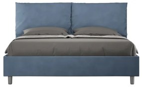 Letto contenitore da 160x200 in microfibra blu Antea