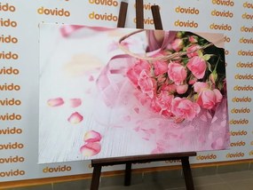Quadro su tela – Bouquet di rose rosa