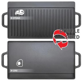 Piastra grill a doppia faccia 50x23 cm