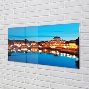 Quadro acrilico Rome River Bridges Sunset 100x50 cm