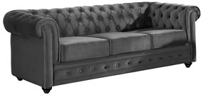 Divano CHESTERFIELD 3 posti in velluto Antracite