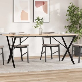 Tavolo Da Pranzo Telaio A X 180x90x75 Cm Legno Pino E Acciaio /