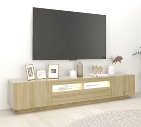 Mobile Porta TV con Luci LED Rovere Sonoma 200x35x40 cm