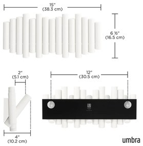 Appendiabiti da parete bianco in legno di pino Picket - Umbra