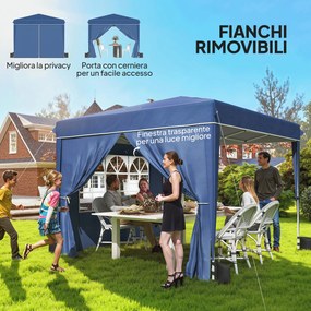 Gazebo Pieghevole 3x3 m con Pareti e Altezza Regolabile Protezione UV 50+ Blu Scuro...