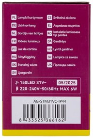 Aigostar - Catena luminosa LED natalizia per esterni 150xLED/6W/230V/8 funzioni 1,5x1m IP44 bianco caldo+telecomando