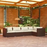 Set Divani da Giardino 5 pz con Cuscini in Polyrattan Marrone 3101690