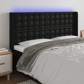 Testiera A Led Nera 183x16x118/128 Cm İn Similpelle /