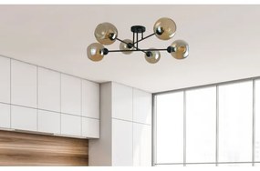 Lampadario a sospensione con supporto rigido VASCO 6xE27/60W/230V nero/fumé beige