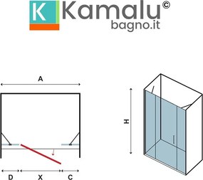 Doccia 130cm con anta battente + 2 fissi laterali KPX6000 - KAMALU