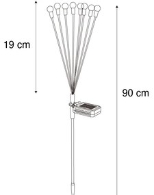 Lampada da esterno a palo nera incl. LED con solare e picchetto - Fire Fly