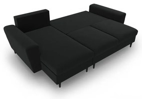 Divano angolare nero allungabile e con contenitore con rivestimento in velluto Kyoto – Cosmopolitan Design