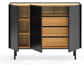 Cassettiera bassa in rovere decorato in nero-naturale 110x85 cm Arista - Teulat