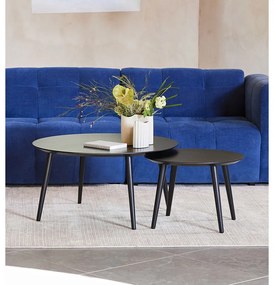 Tavolini rotondi in rovere decorato in colore naturale in set di 2 pezzi ø 88 cm Adda - Unique Furniture