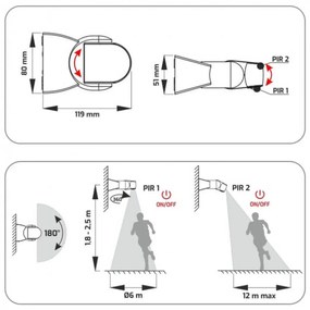 Sensore di movimento protezione IP65 Nero