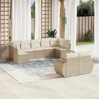 Set Divano da Giardino 9 pz con Cuscini Beige in Polyrattan 3221817