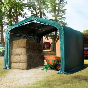 TOOLPORT Tenda da pascolo 4x4m, verde scuro, Telo in PVC, fissaggio per terreno - (49908)