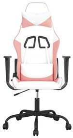 Sedia da gaming bianco e rosa in similpelle