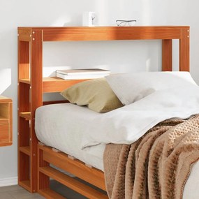 Testiera Con Ripiani Marrone Cera 75 Cm Legno Massello Di Pino /
