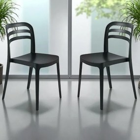 Sedia da giardino in polipropilene impilabile - DJANGO NERO 2 pezzi