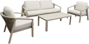 FRIDA - salotto outdoor in alluminio con schienale in corda