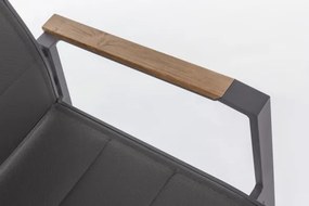 Sedie Da Esterno In Alluminio Con Braccioli In Legno E Seduta In Textilene Bizzotto Kubik Antracite