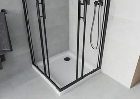 Mexen Rio cabina doccia quadrata 70 x 70 cm, trasparente, nera + piatto Flat, bianco - 860-070-070-70-00-4010B
