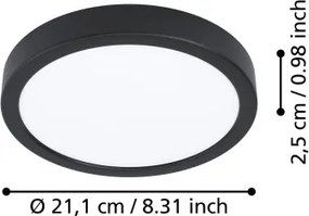 Eglo 901298-LED Plafoniera FUEVA LED/11,5W/230V 2700/4000/6500K Ø21,1 cm nero