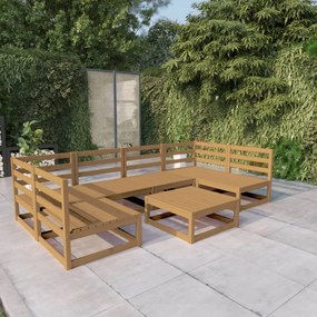 Set divani da giardino 7 pz in legno massello di pino