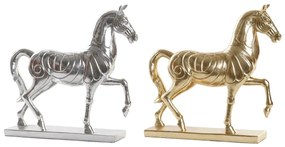 Statua Decorativa DKD Home Decor Cavallo Argentato Dorato Resina (34 x 9,5 x 33,5 cm) (2 Unità)