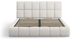 Letto matrimoniale imbottito grigio chiaro con contenitore con griglia 200x200 cm Bellis - Micadoni Home