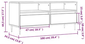 Mobile TV Rovere Fumo 100x34,5x44,5 cm in Legno Multistrato