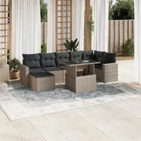 Set Divano da Giardino 8pz con Cuscini Grigio Chiaro Polyrattan 3267432