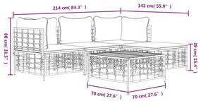 Set Divani da Giardino 4 pz con Cuscini Antracite in Polyrattan