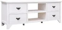 Mobile Porta TV Bianco Anticato 108x30x40 cm Legno di Paulownia cod mxl 9322