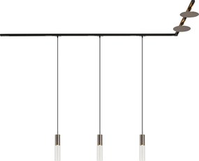 Modern railsysteem zwart met 3 hanglampen en 2 plafondlampen gunmetal 1-fase - Iconic Lloyd Pulley