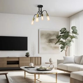 Lampadario a plafone DOW 4xE27/60W/230V nero/oro