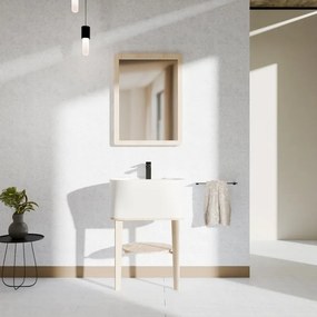 Mobile bagno da terra con lavabo L 50 x H 57 x P 41.5 cm frassino naturale e bianco per vasca centrale Tina