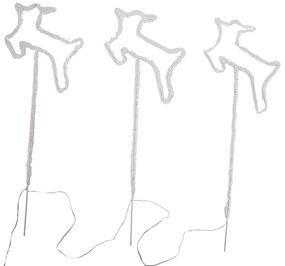 Set di 3 faretti natalizi cervo bianco con LED e timer IP44 - Shika