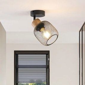 Brilagi - Faretto da parete BASKLITE 1xE27/15W/230V legno di hevea/nero