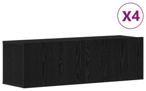 Set di mobili per tv a parete in 4 pezzi di  in legno ingegnerizzato nero rovere