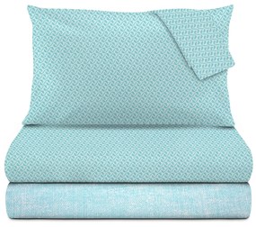 Completo letto matrimoniale geometrie azzurro cotone Golden