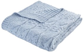 Coperta blu a maglia 150x200 cm Cable Knit - Bianca