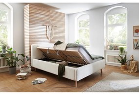 Letto matrimoniale imbottito bianco con contenitore con rete inclusa 180x200 cm Mattis – Meise Möbel