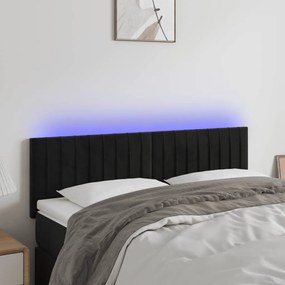 Testiera A Led Nera 144x5x78/88 Cm İn Velluto /