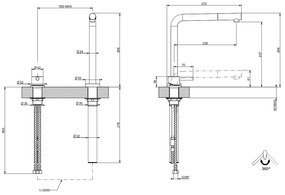 Miscelatore cucina monocomando sotto finestra con bocca estraibile a scomparsa con comando separato cromo Gessi Oxygene 50109