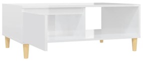Tavolino da salotto bianco lucido 90x60x35 cm in truciolato