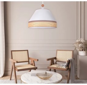 Duolla - Lampadario a sospensione con filo AVIGNON 1xE27/15W/230V diametro 60 cm bianco/rattan